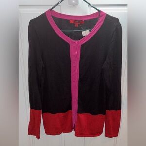 Narciso Rodriguez Black, Pink, and Red Cardigan w/snap button-Sz.small